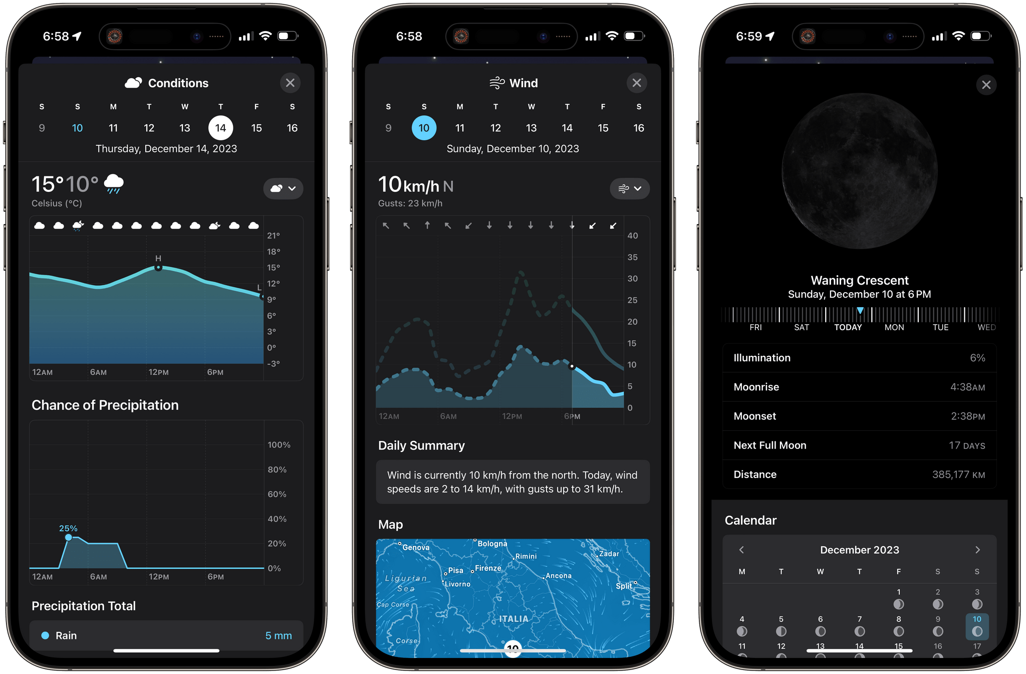 New data points in the Weather app.