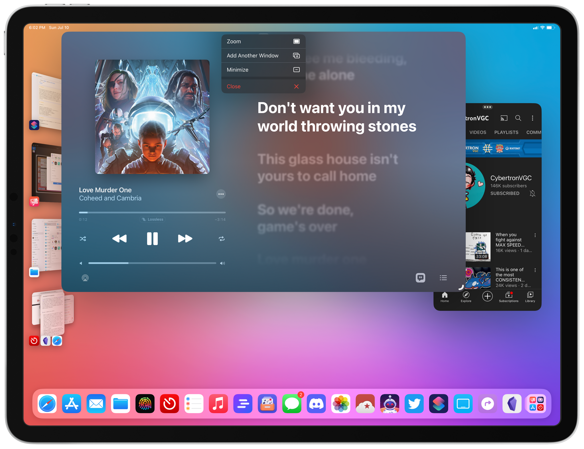 The updated multitasking menu in iPadOS 16.