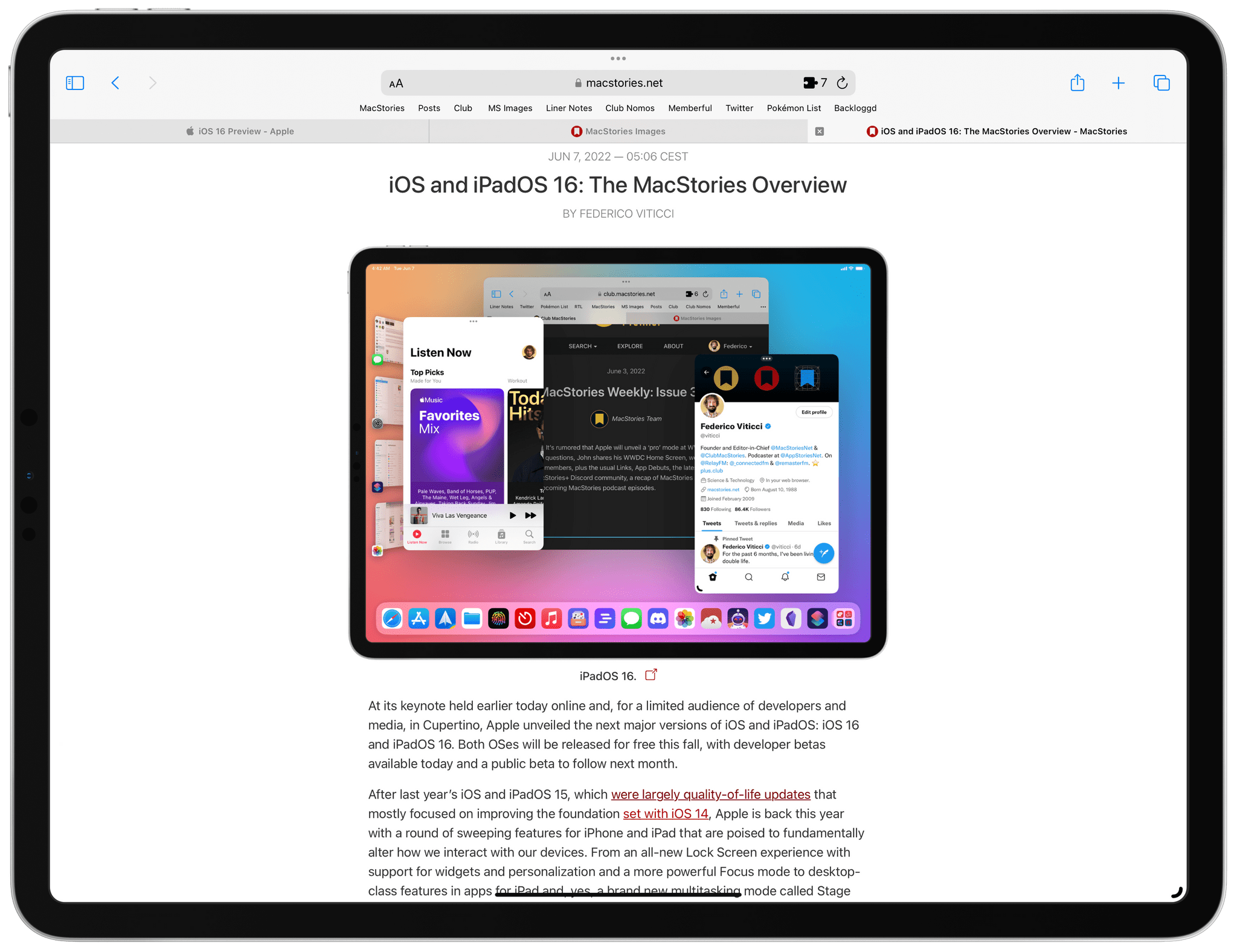 The new 'More Space' setting. You can see how everything is a bit smaller to fit more content onscreen at once. In this mode, the iPad Pro's virtual resolution goes from 2732x2048 to 3180x2384.
