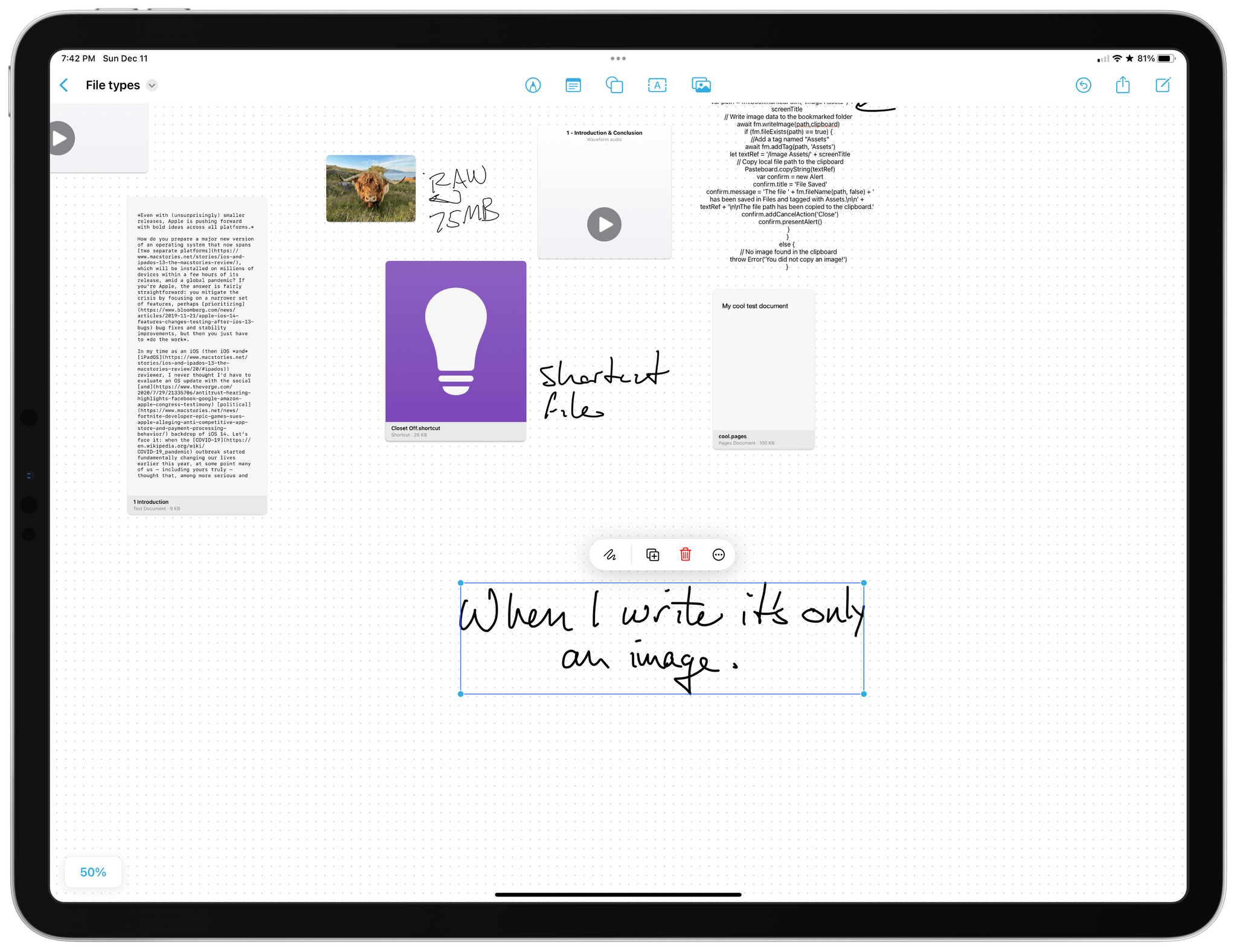 Freeform does not do handwriting text recognition the way Notes does.