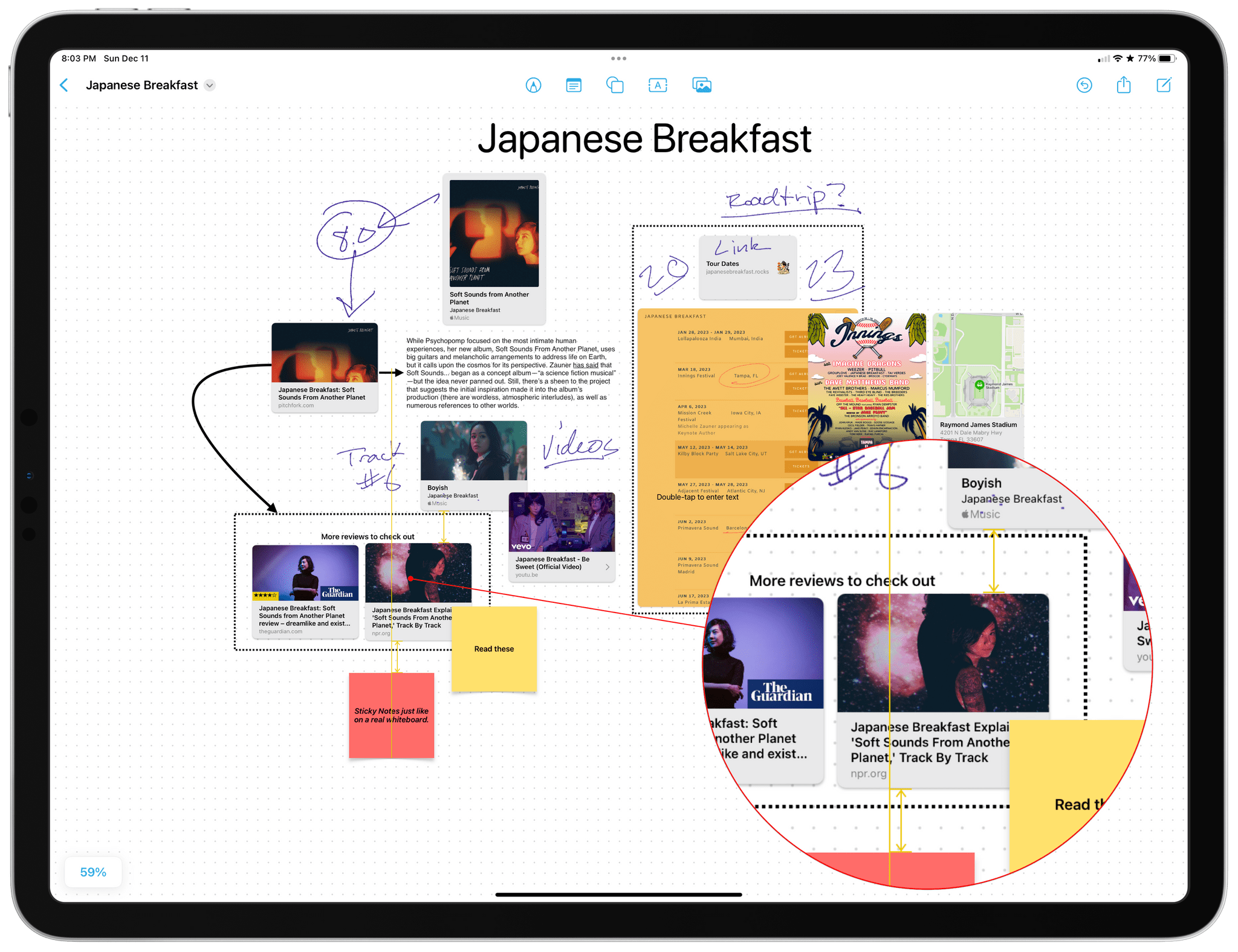 Aligning objects with the help of Freeform's guides.