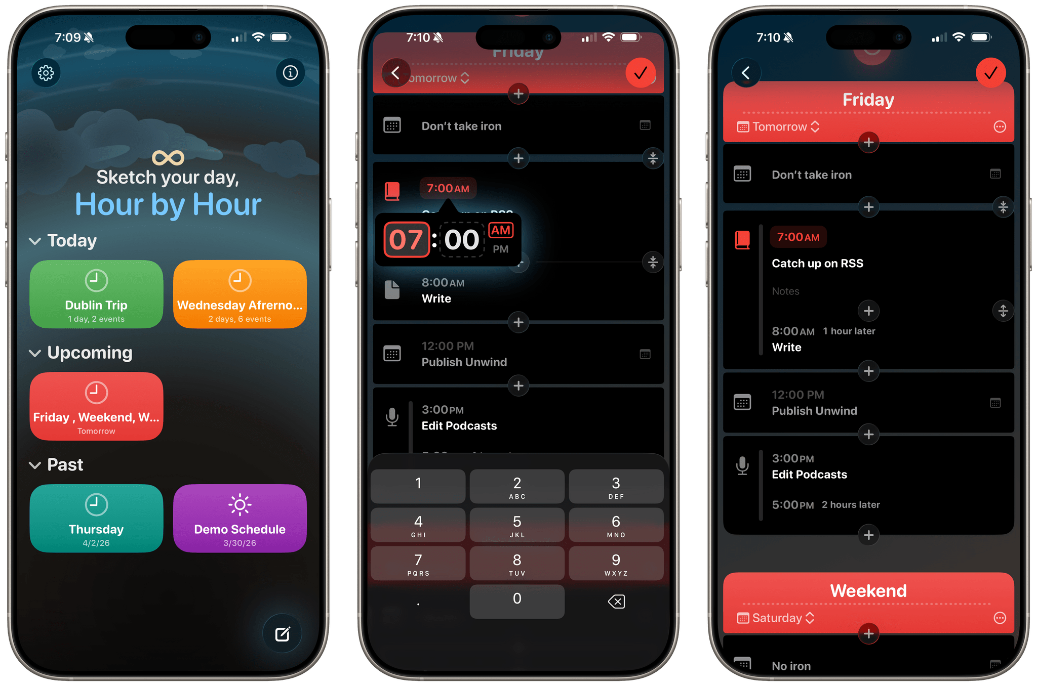 Editing a timeline and combining and splitting events.