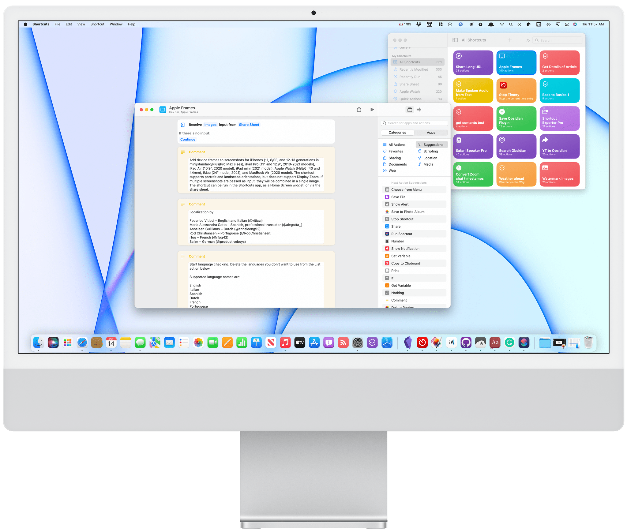 Using a Shortcut to frame a screenshot of Shortcuts for a review of Shortcuts.