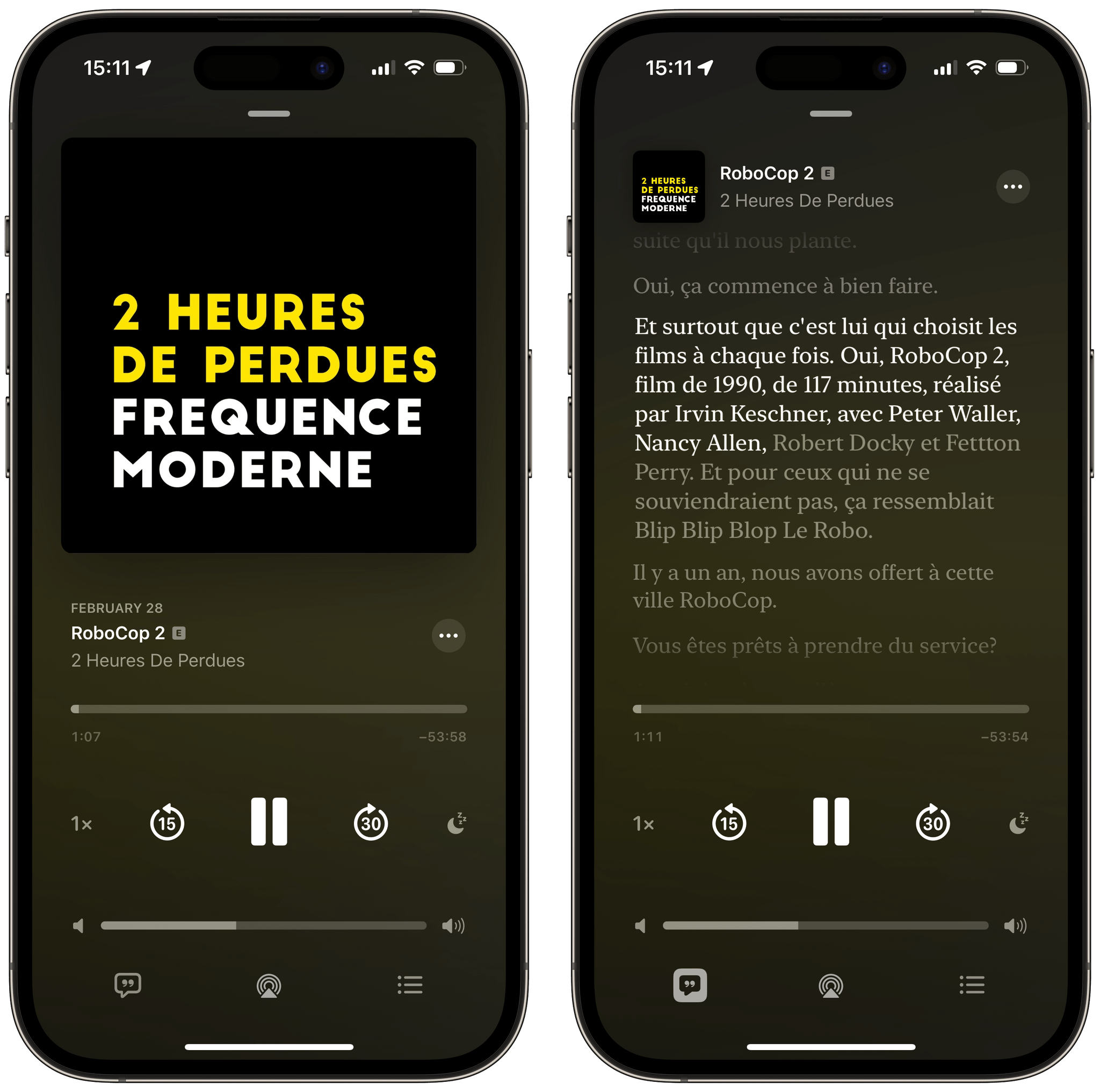 Many of my favorite French-speaking podcasts are already supported by Apple's automatic transcriptions.