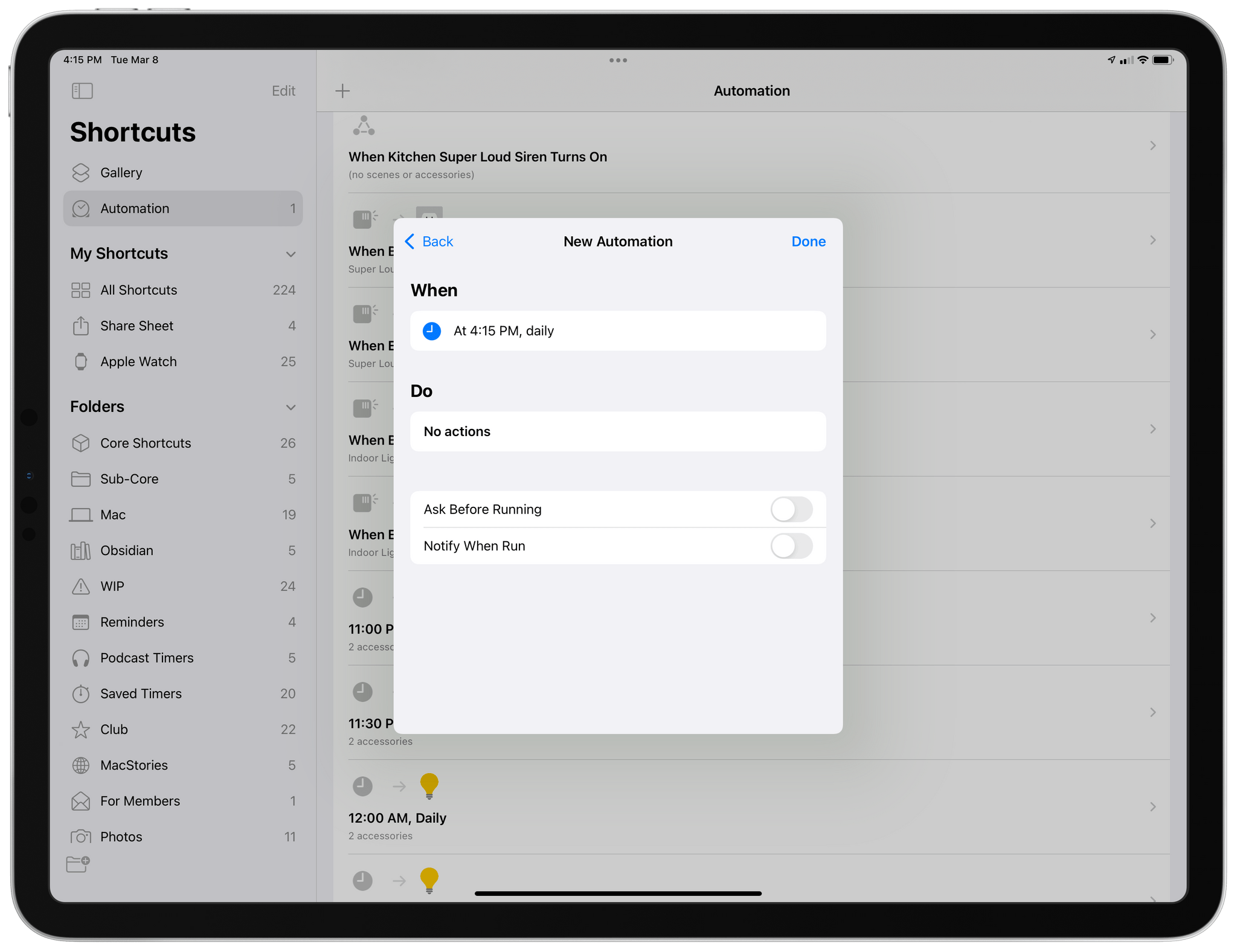 If you disable 'Ask When Running' for personal automations, iOS and iPadOS 15.4 will also let you disable notifications for when an automation runs in the background.