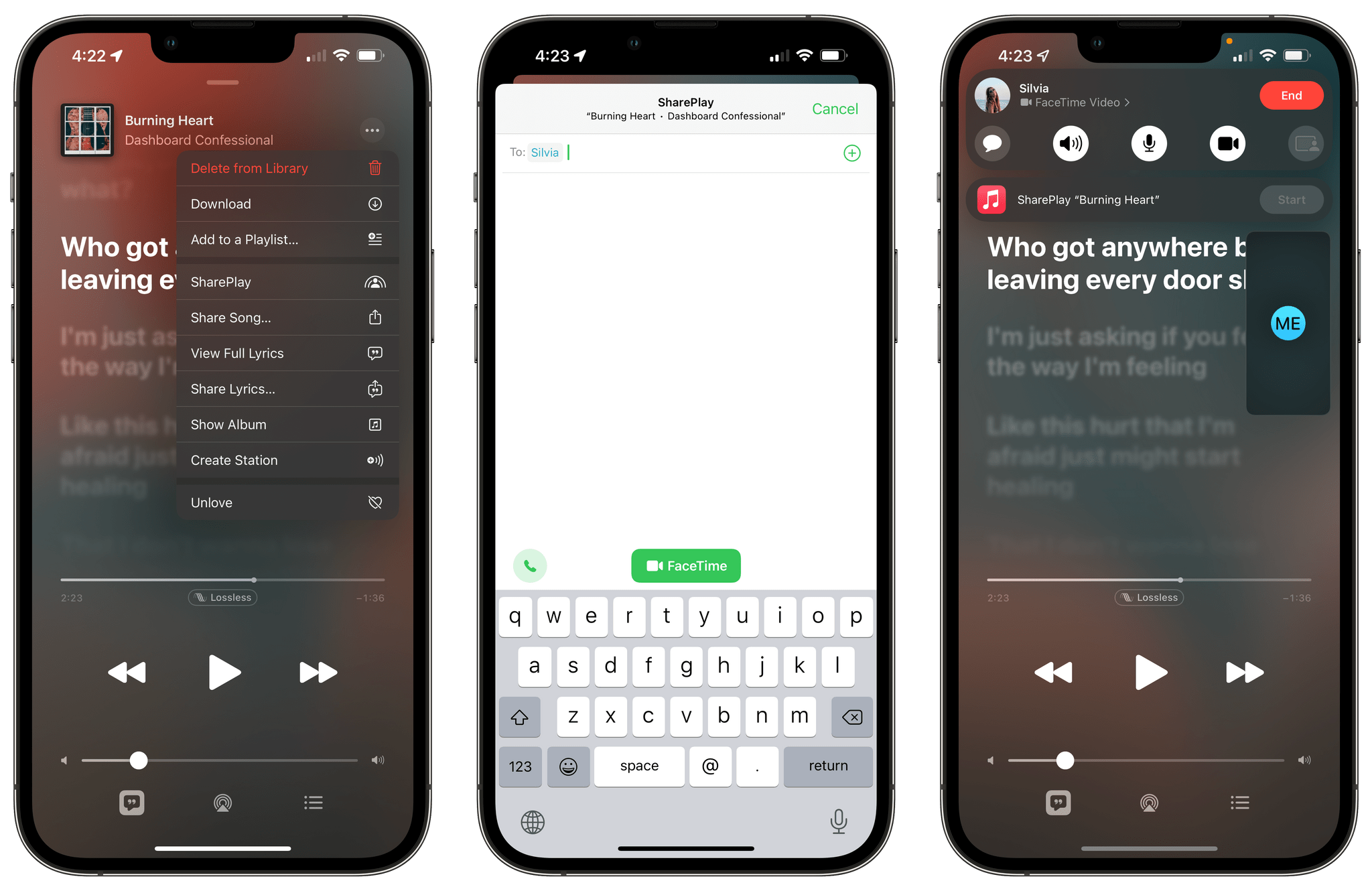 In iOS 15.4, you can start a FaceTime call and SharePlay session in a single step from Music.