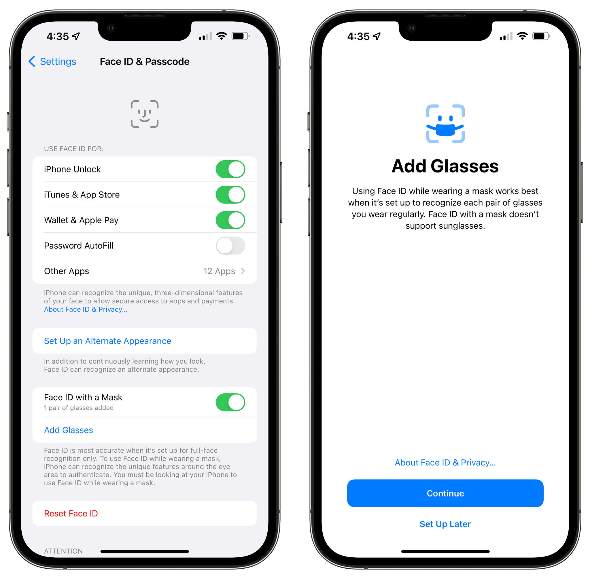 iOS 15.4 won't unlock an iPhone X, XS, or 11 using Face ID if you're masked