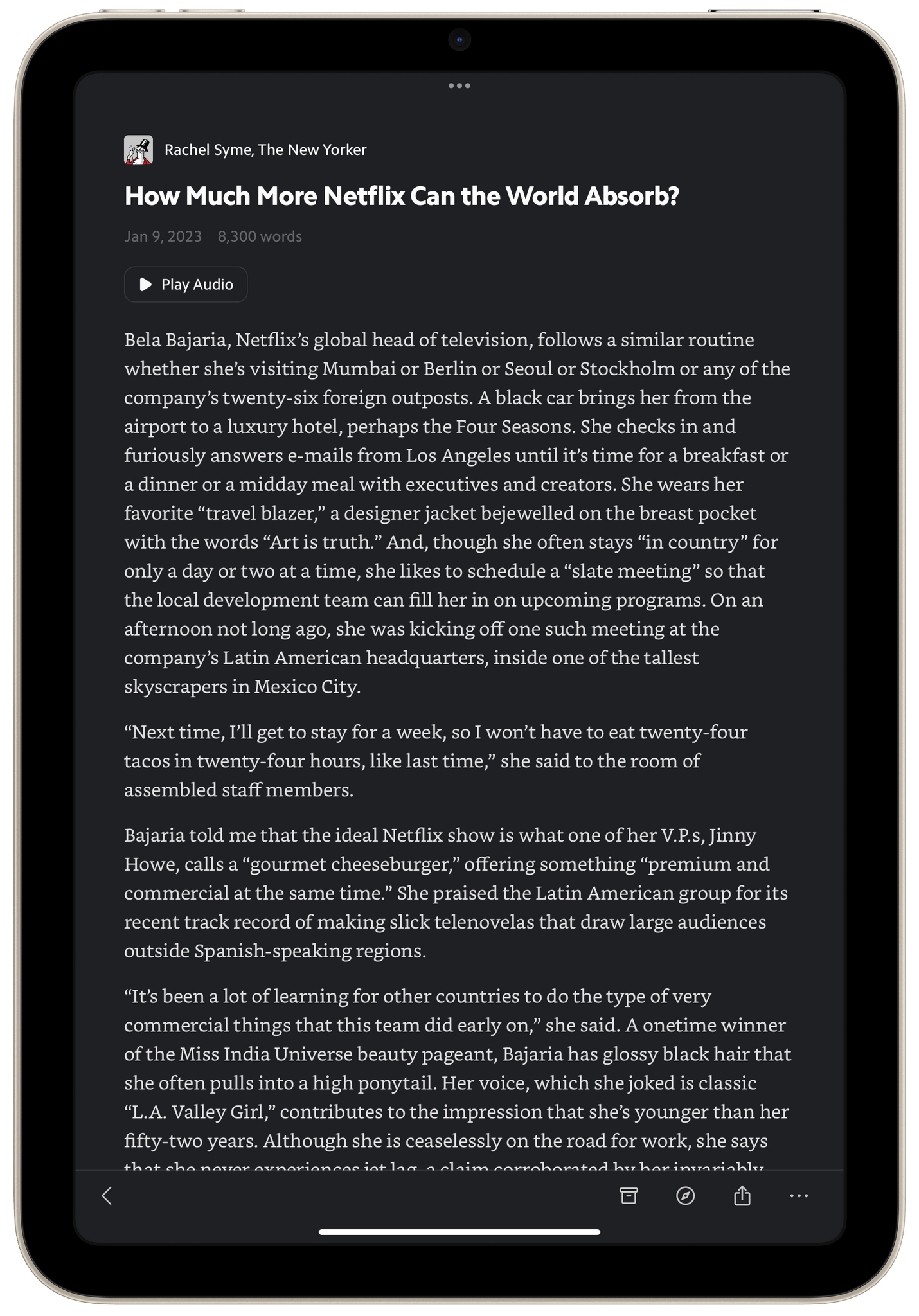 I do most of my Matter reading in the evening on my iPad mini using dark mode.