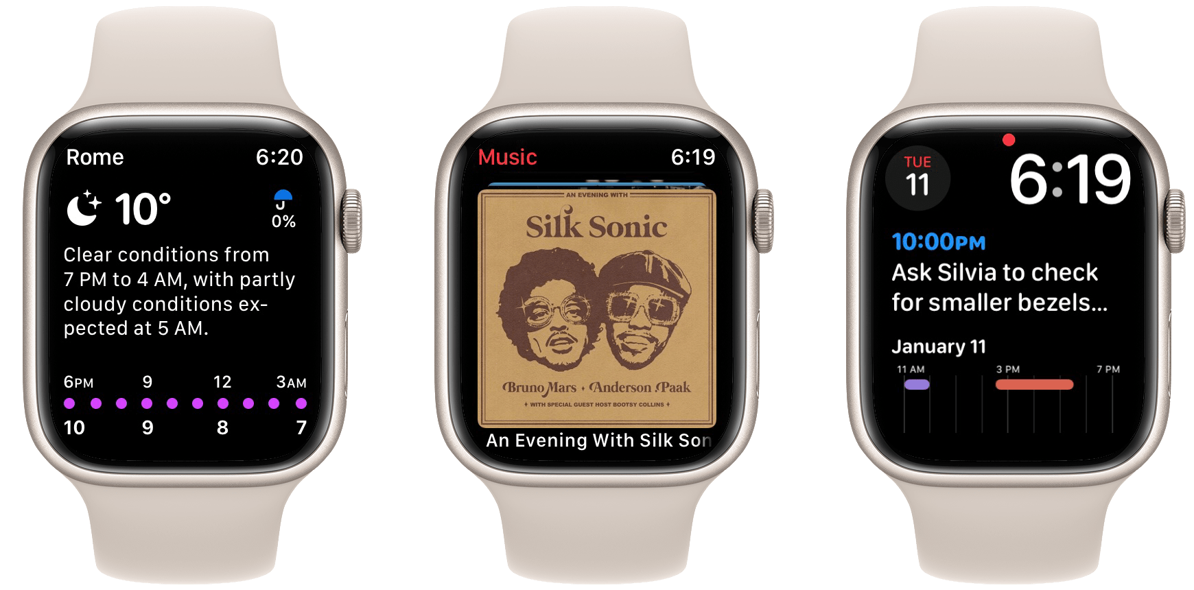 Apple Watch Series 7 screenshots, generated with Apple Frames 2.1.