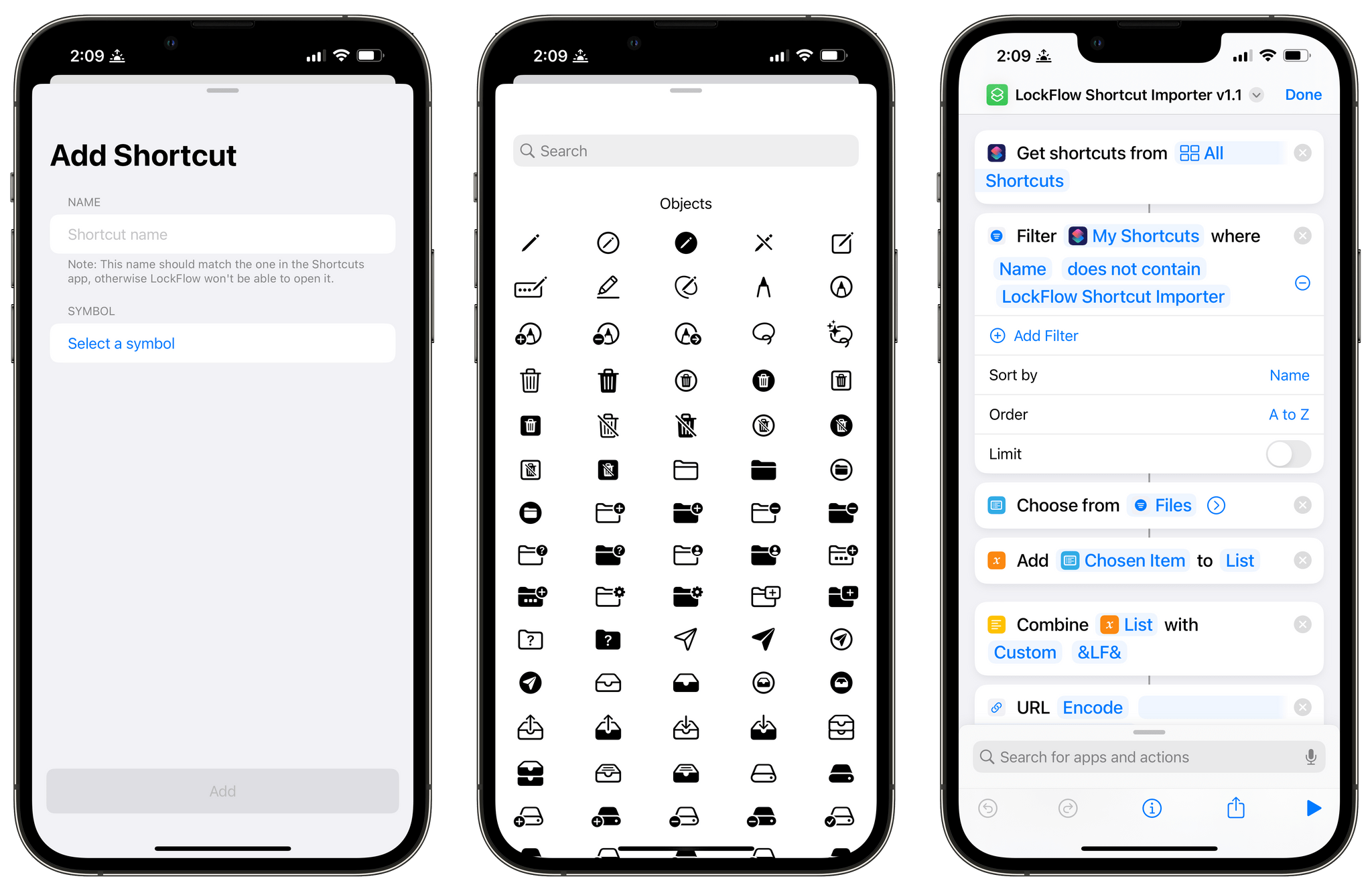 Adding a shortcut to LockFlow can be accomplished in the app or with a helper shortcut.