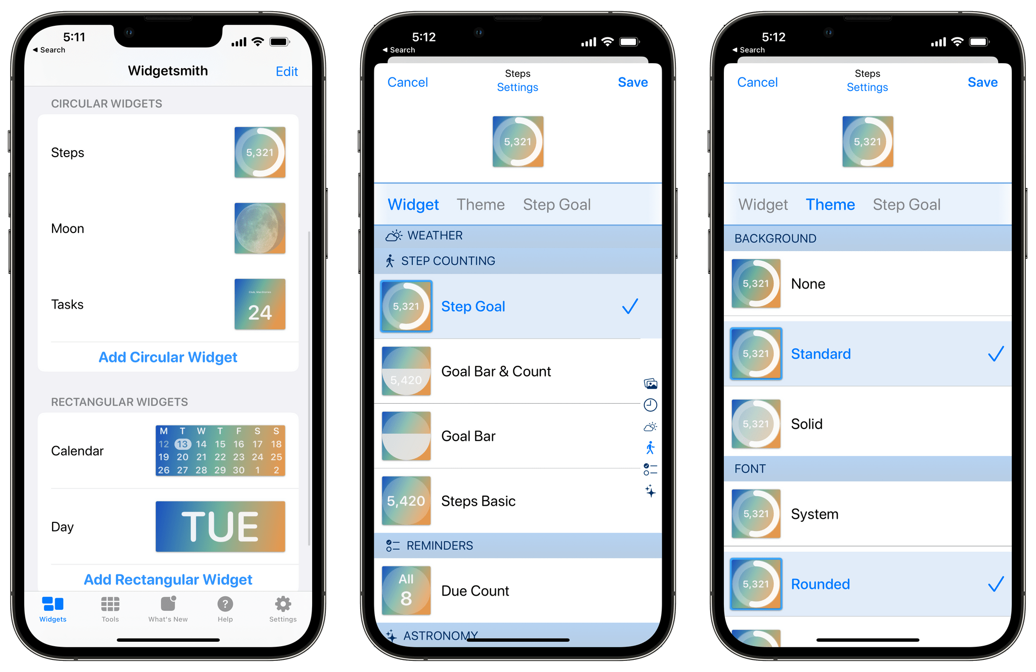 Setting up a circular widget.