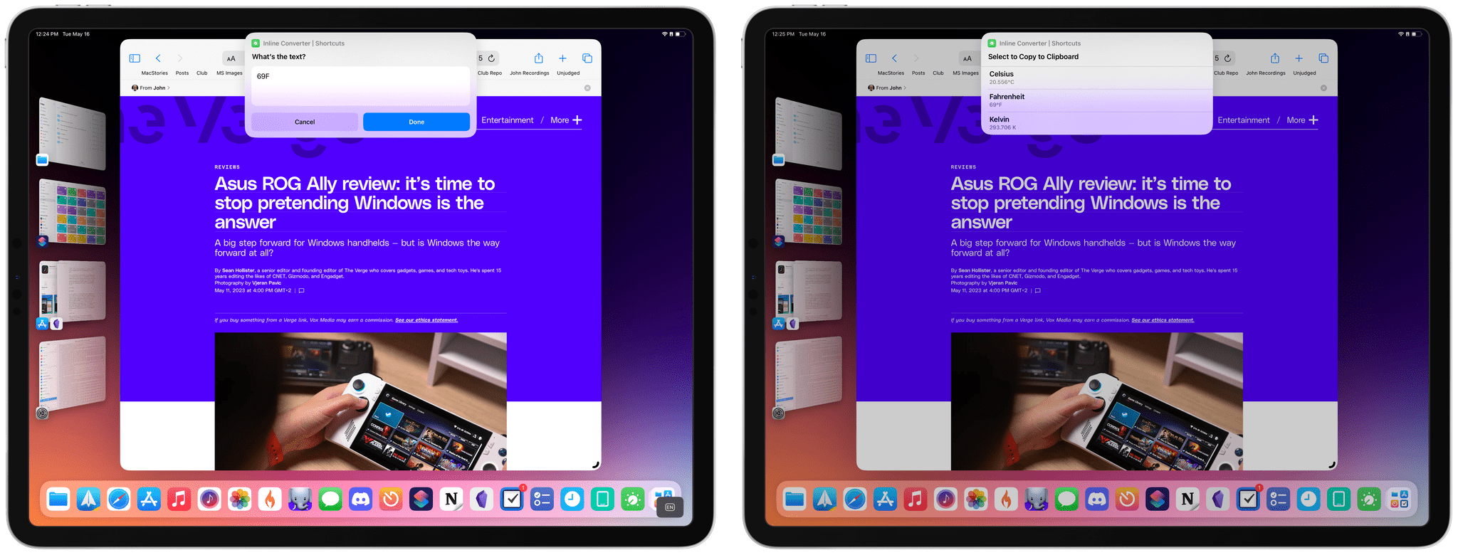 Inline Converter on iPadOS.