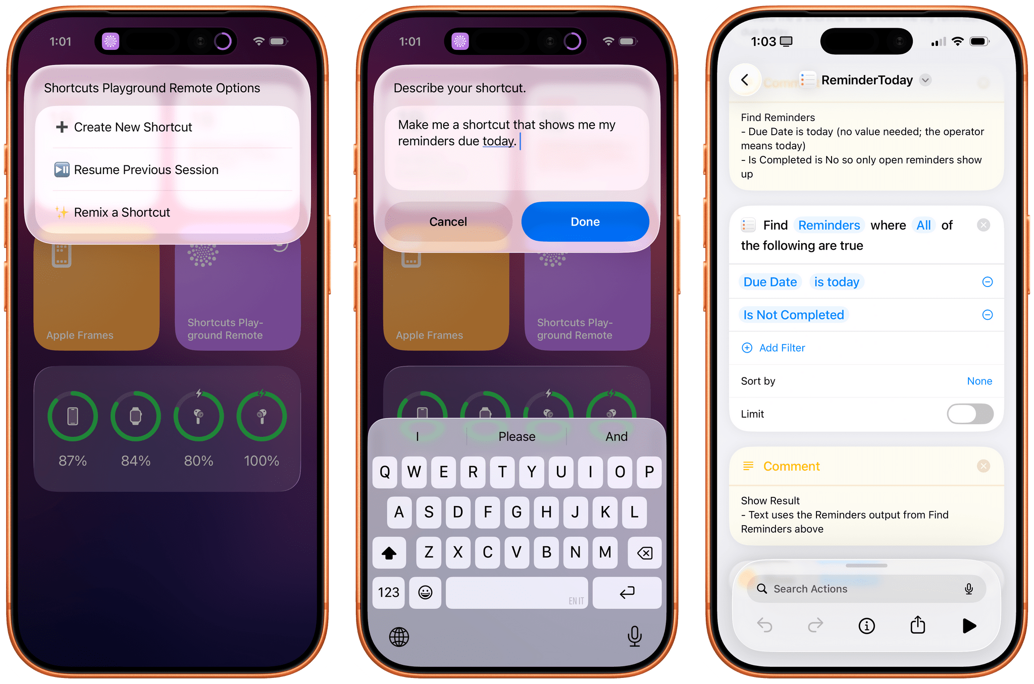 Shortcuts Playground Remote, the shortcut to create shortcuts.