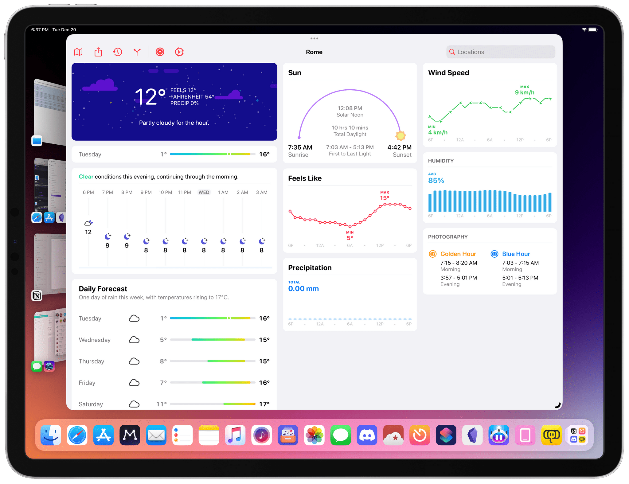 The new CARROT Weather on iPad.