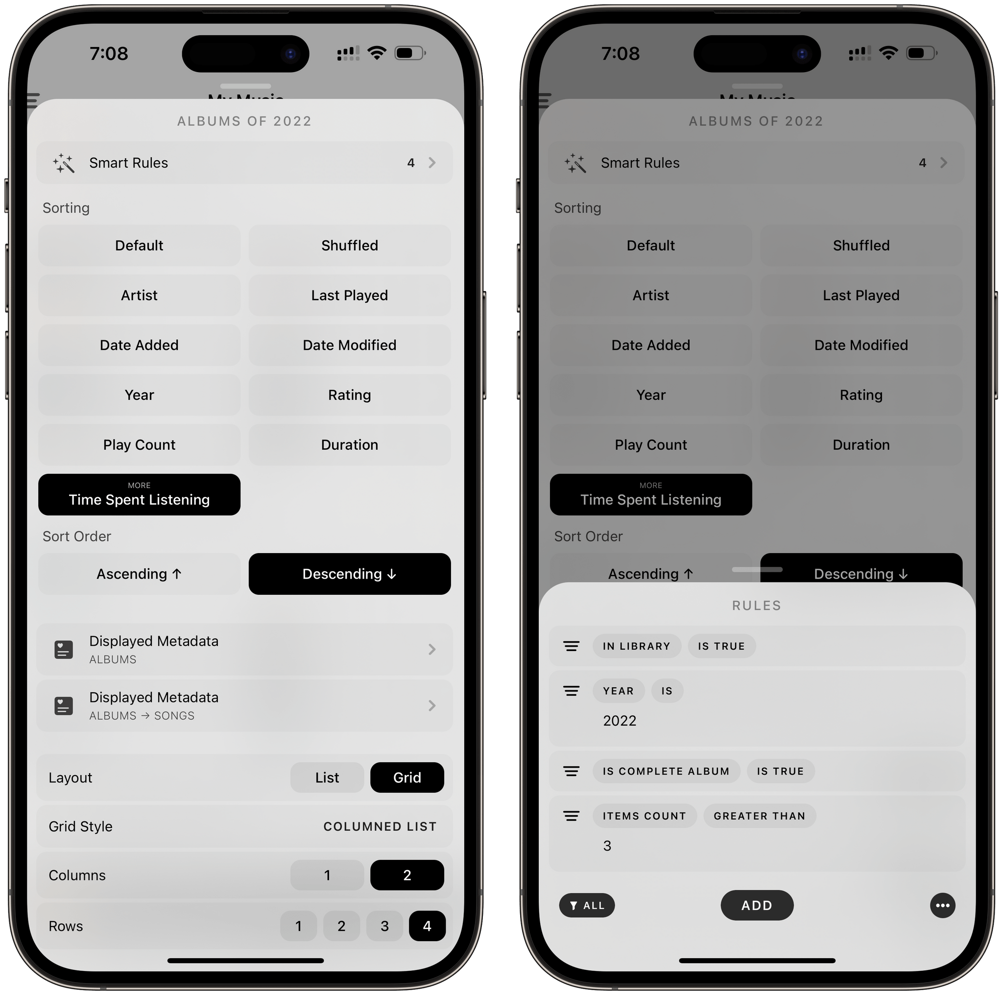 Filters for a custom section in Marvis.