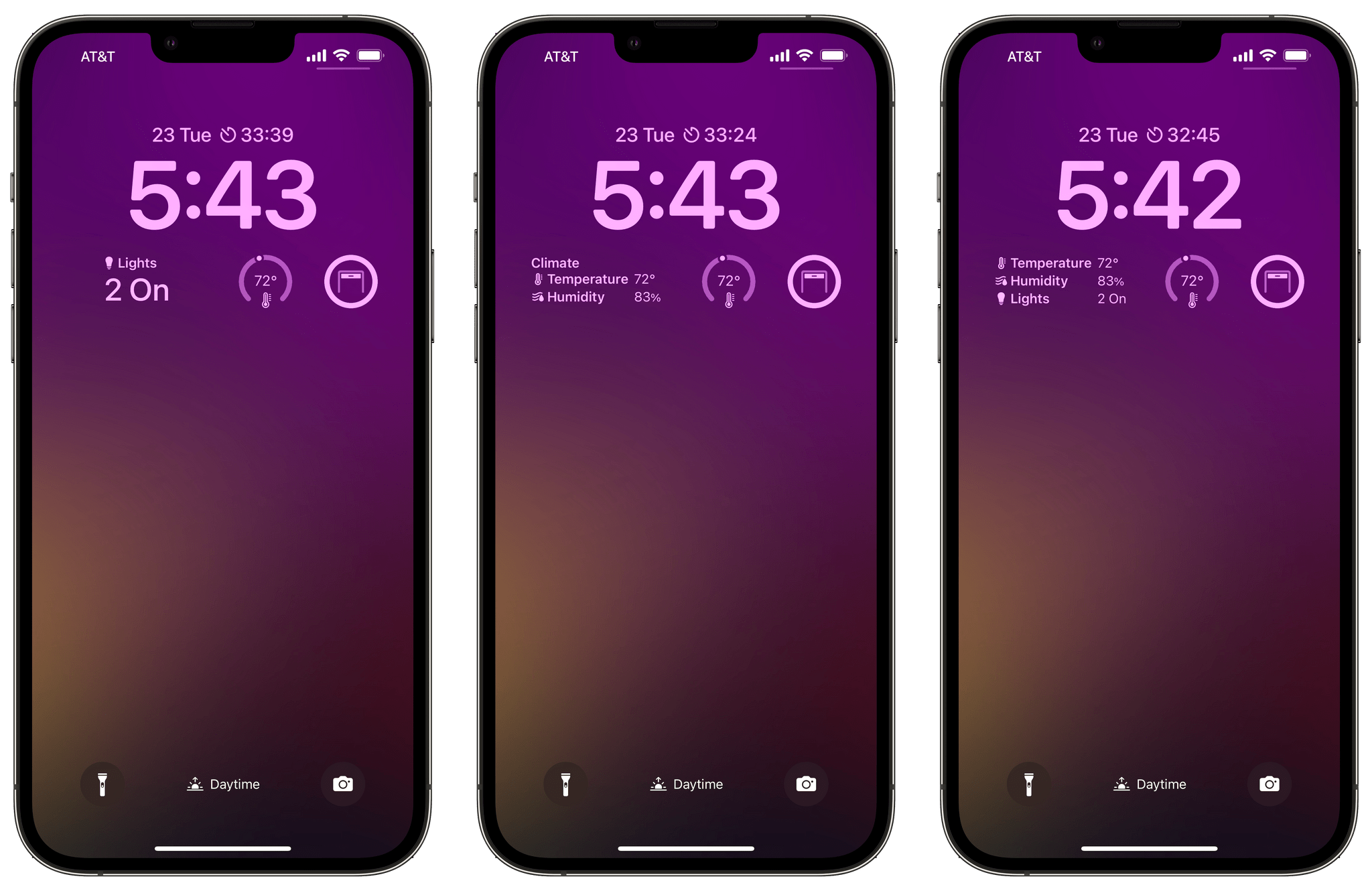 Examples of Home's Lock Screen widgets.