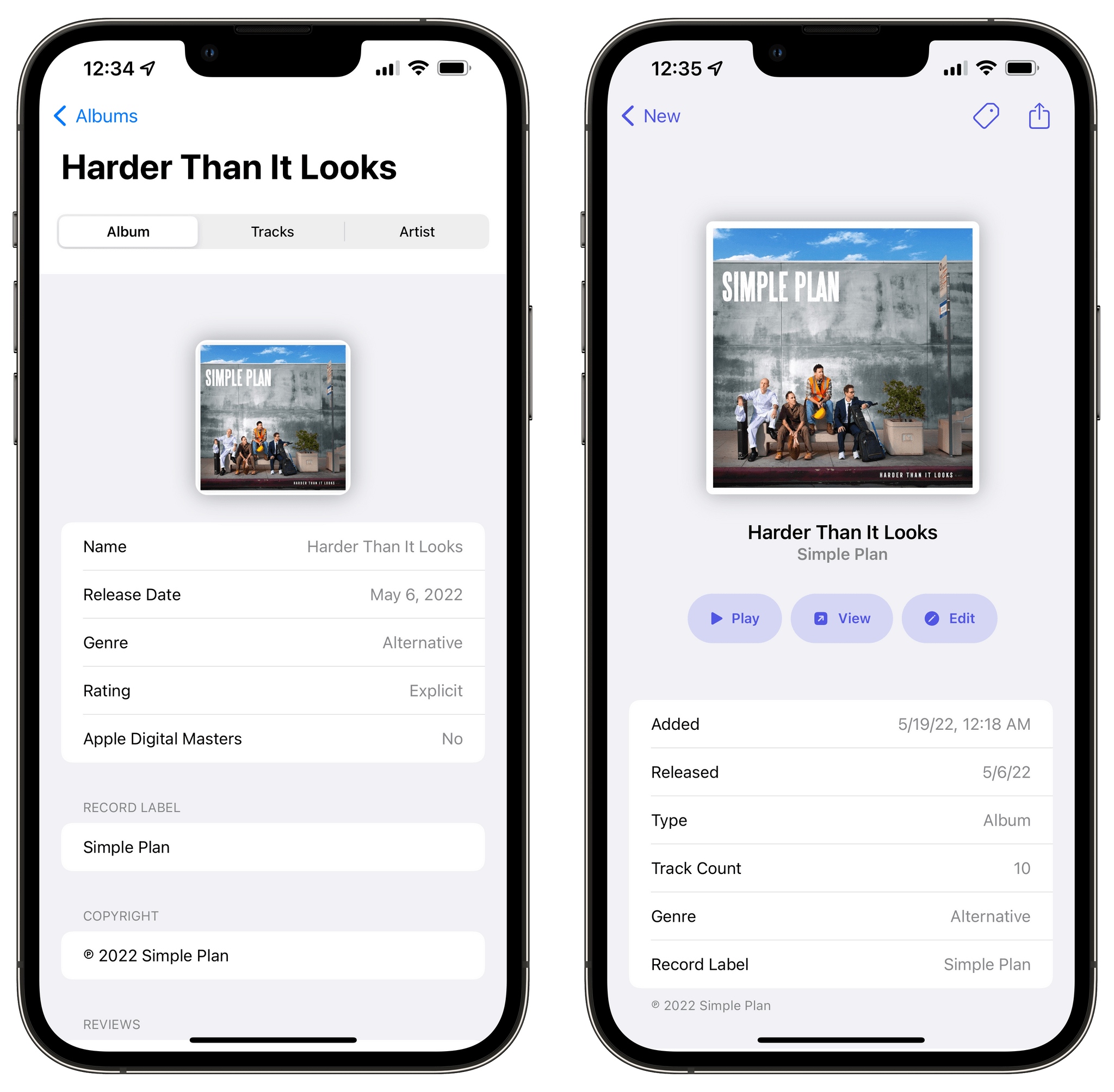 Visualize álbuns, playlists e muito mais no Música no iPhone