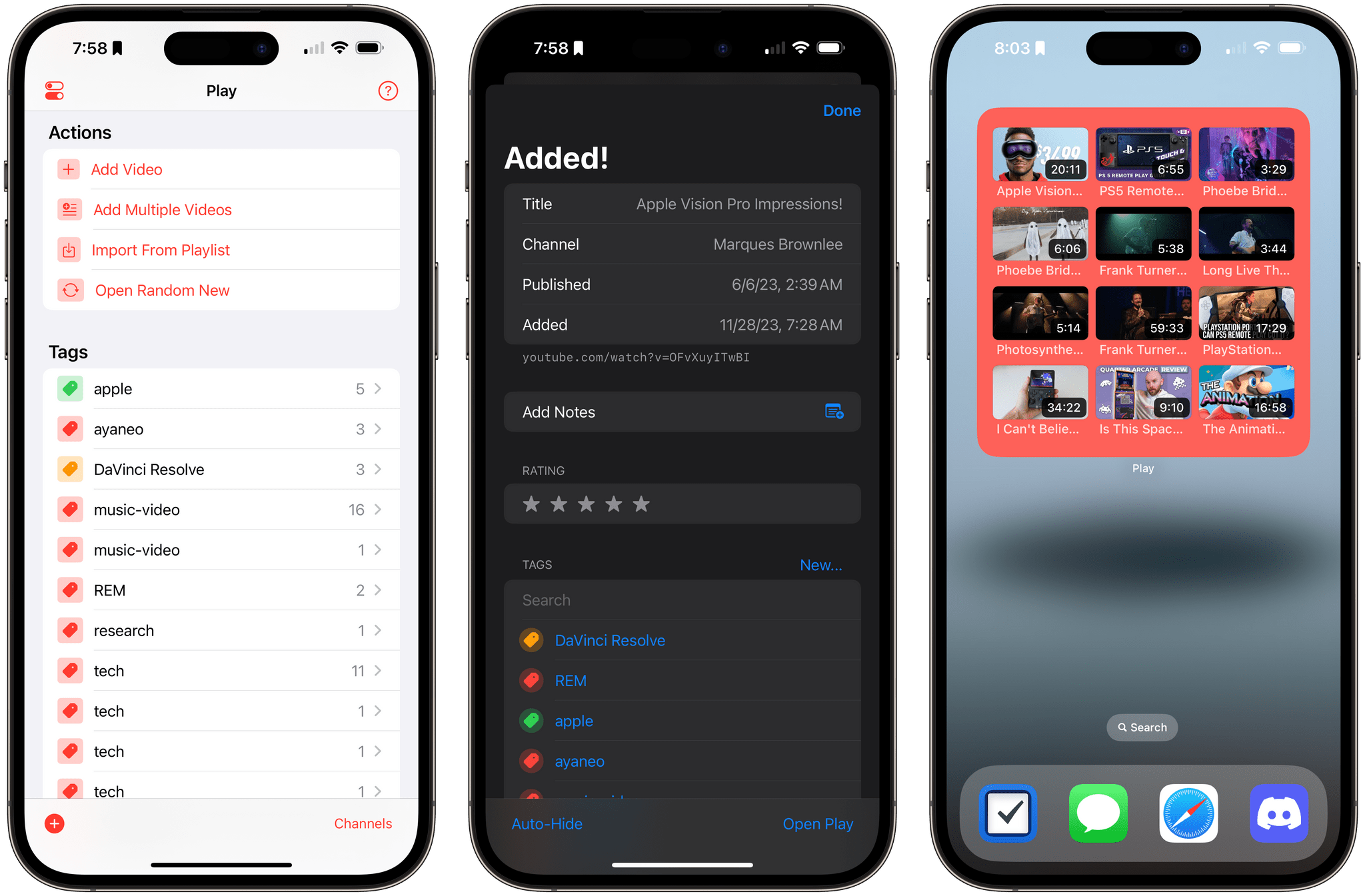 Play 2.0 also adds a button to play a random video, the ability to jump into the app from the share sheet, and more videos in the large Home Screen widget.