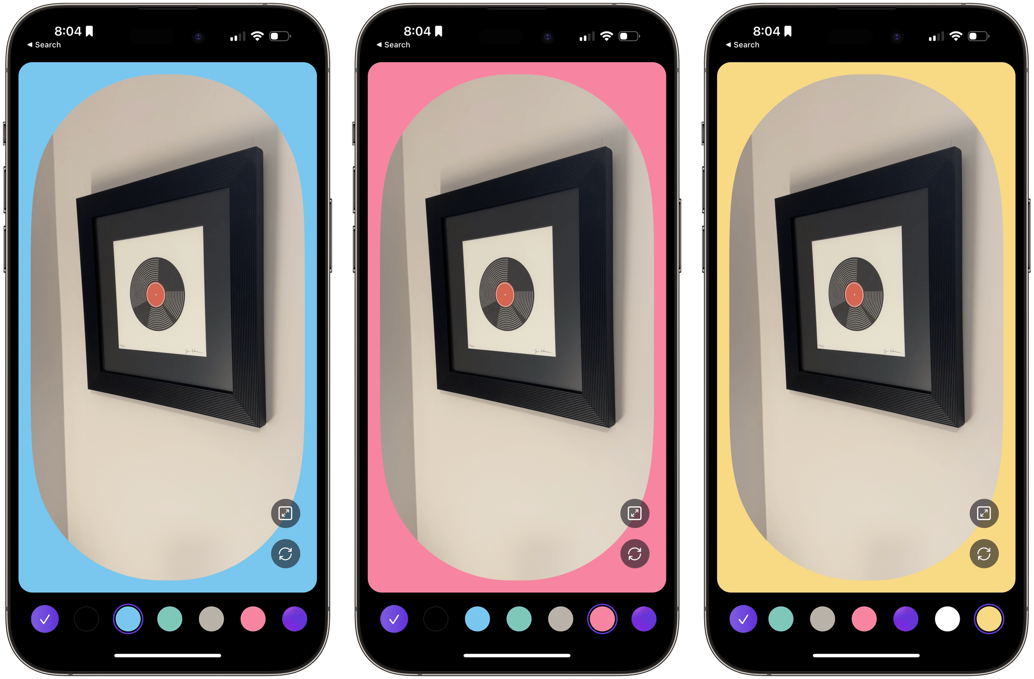 Some of Detail Duo's colorful framing options.