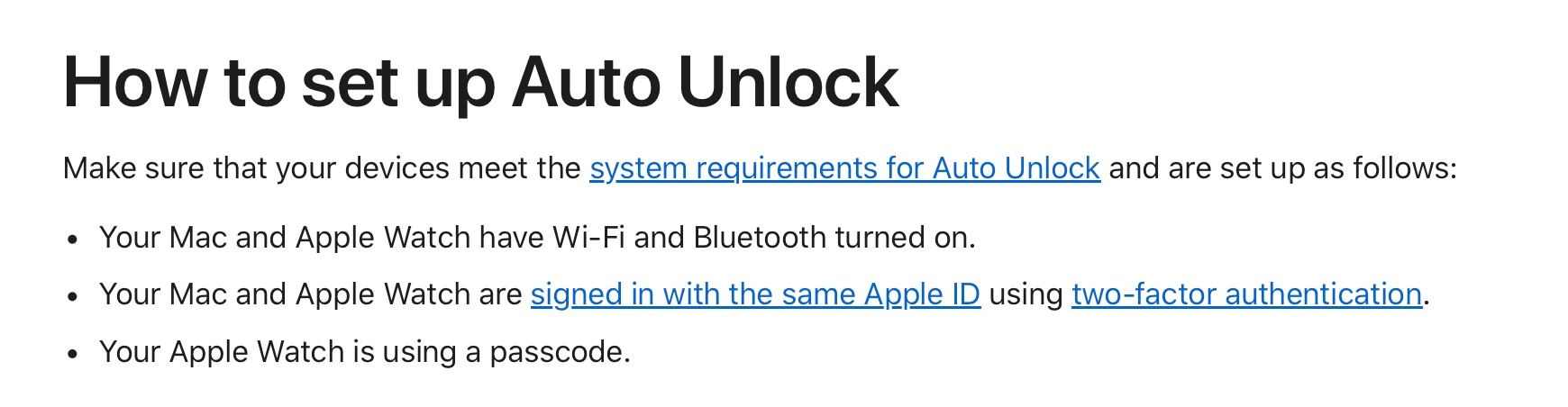 According to Apple Support, 'Auto Unlock with Apple Watch' only works if both your Mac and your Apple Watch are signed in with the same Apple ID.