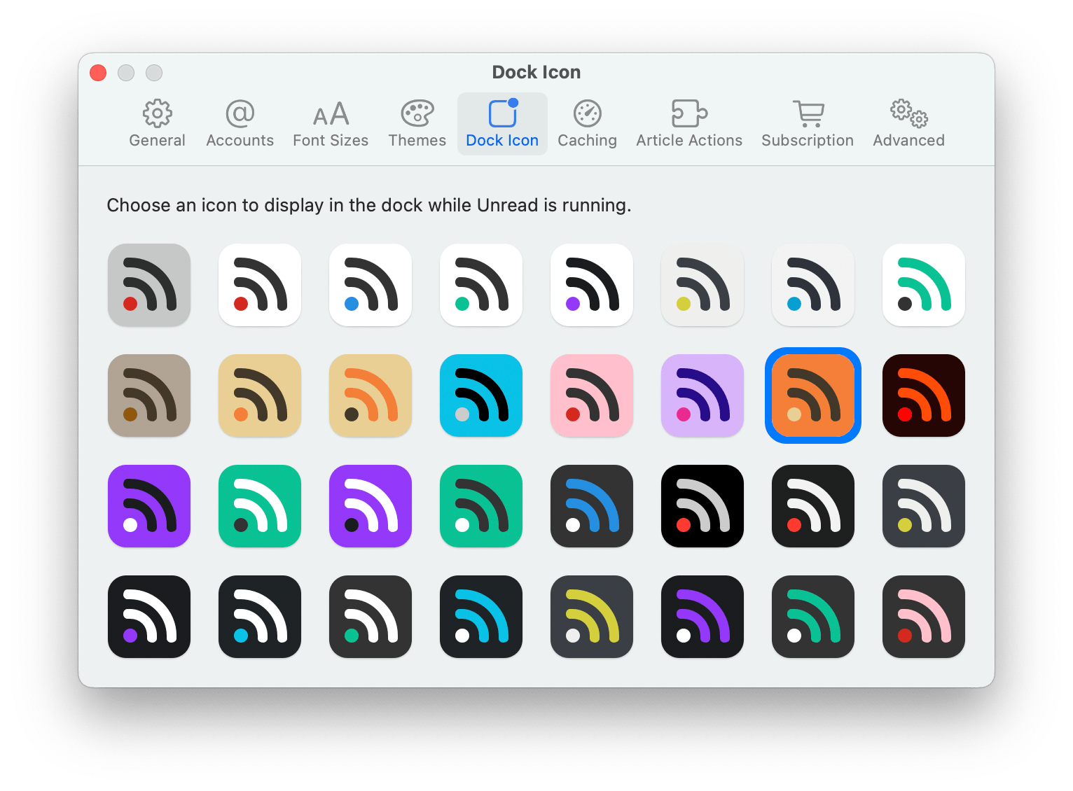 …and 32 Dock icon options.