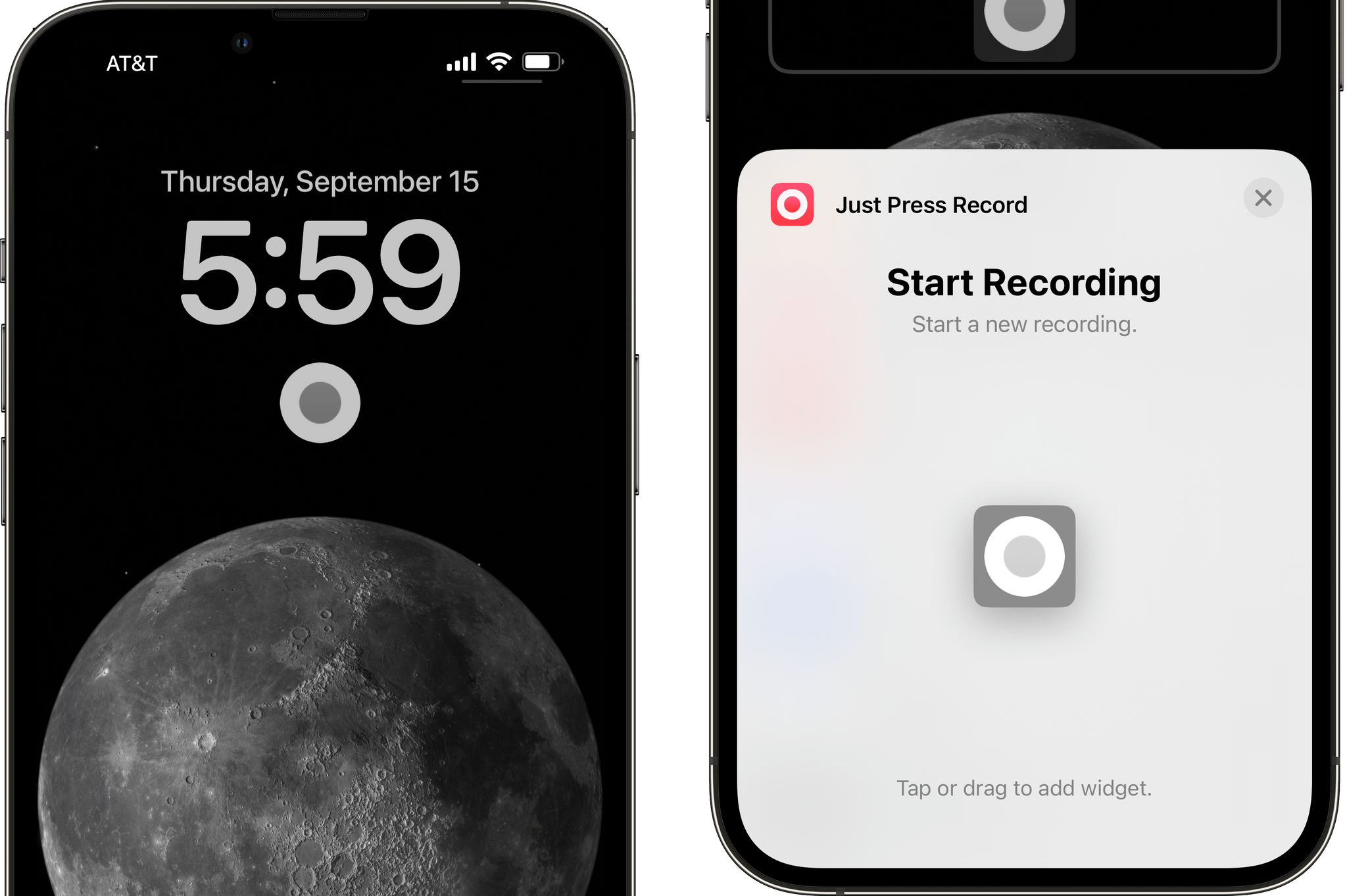 Just Press Record's widget for starting a recording.