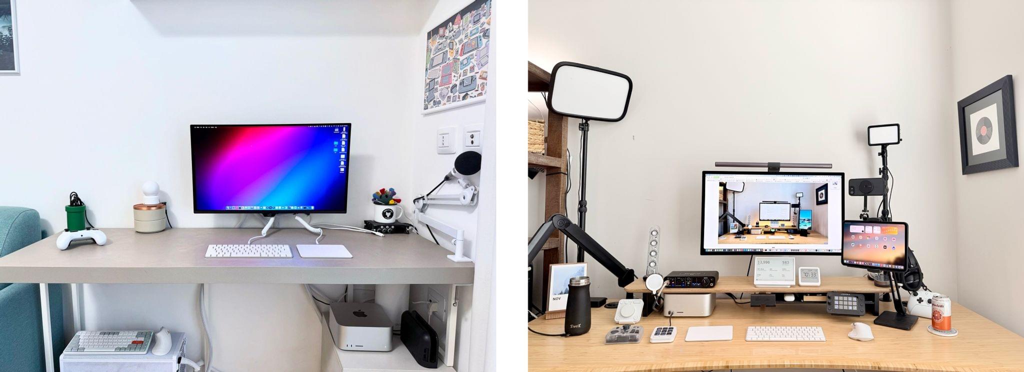 Our desk setups. Federico (left) and John (right).