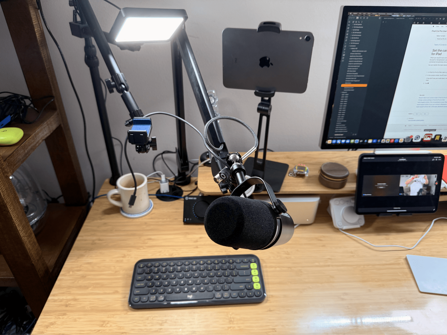 My filming setup minus the iPhone I used to take this photo.