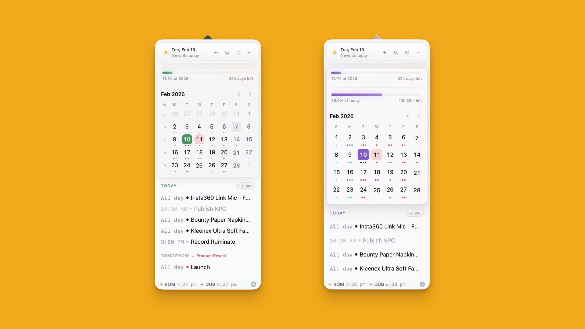Two different looks thanks to Dot's many settings.