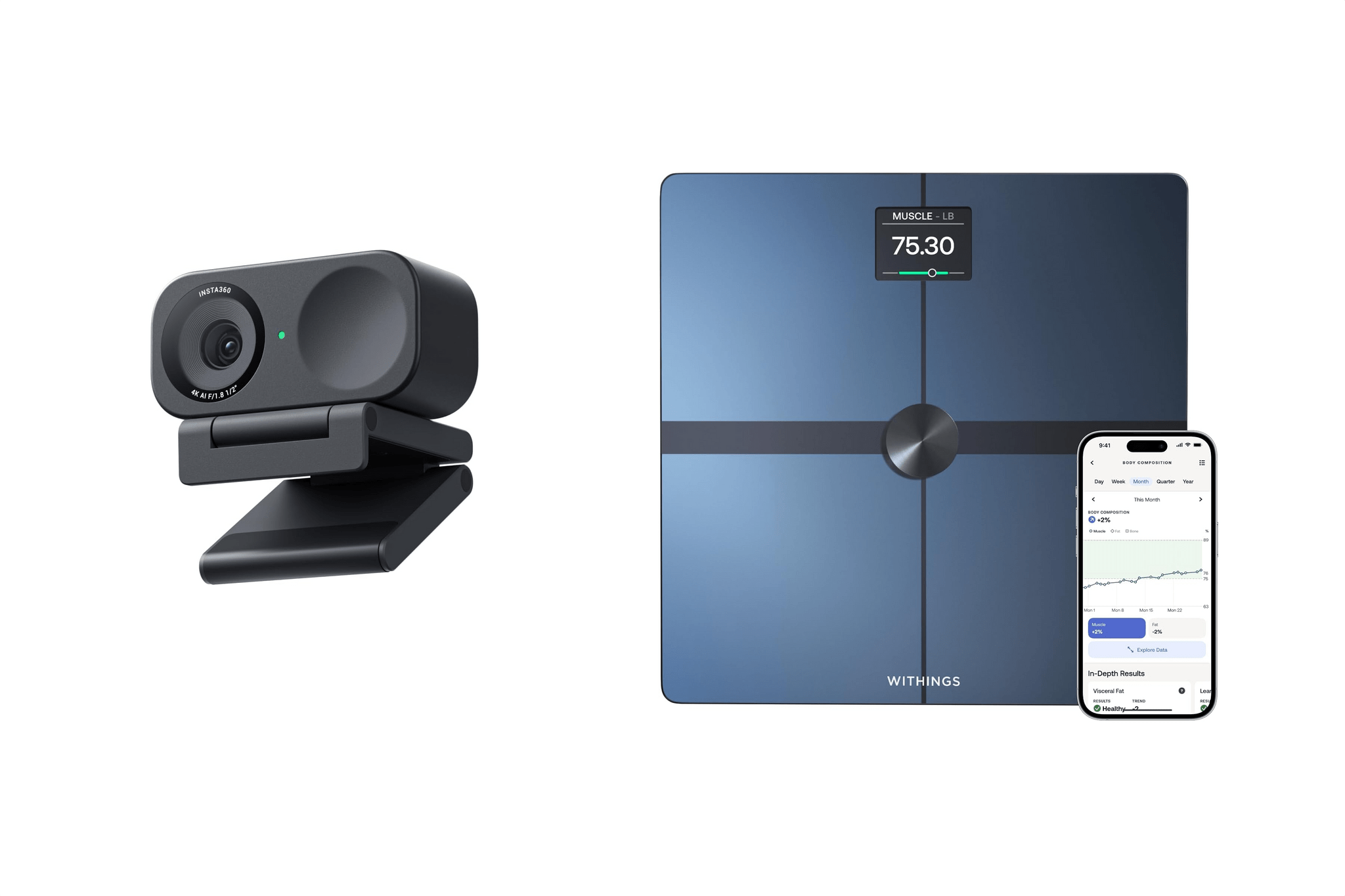Insta360 Link 2C and WITHINGS Body Smart Scale.