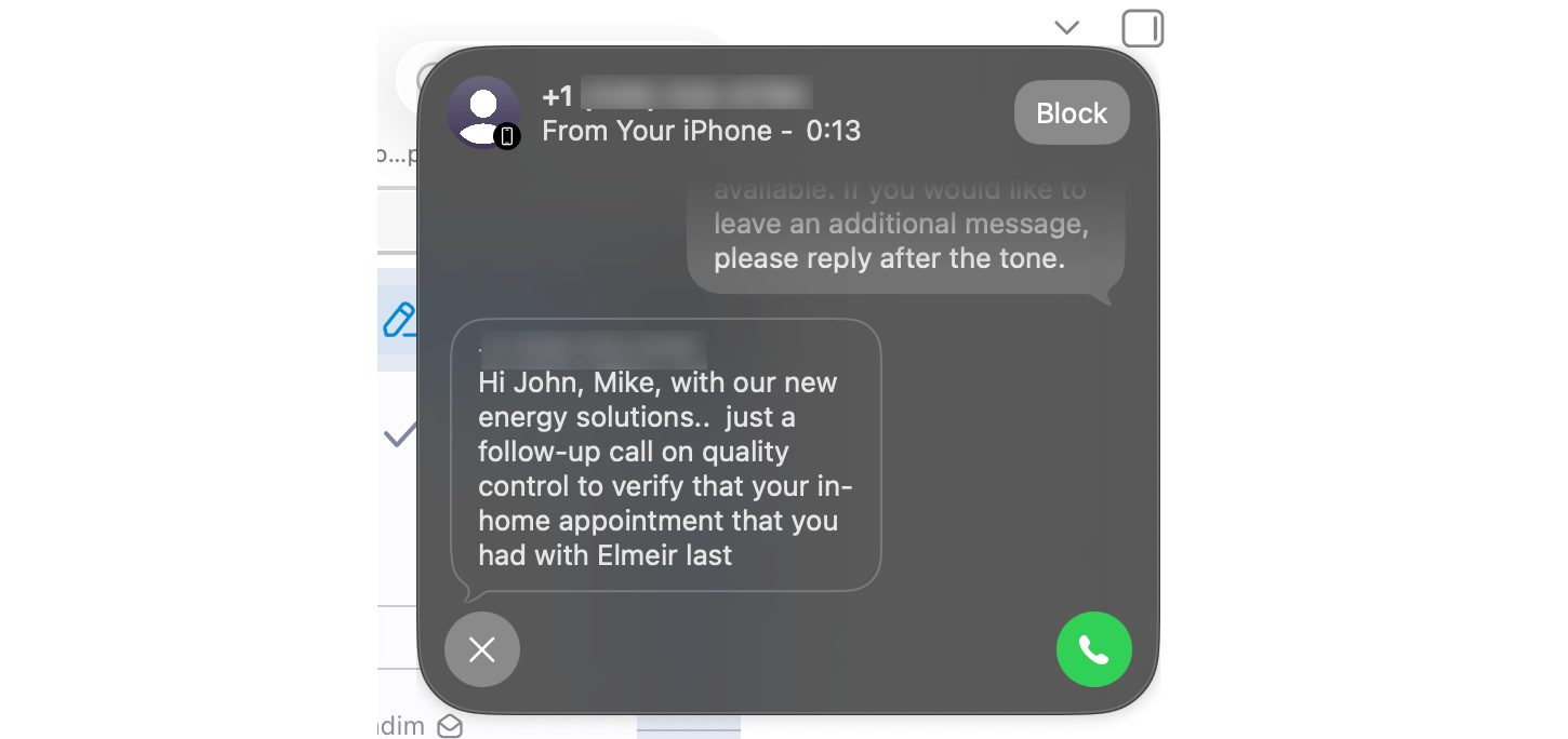 Screening a caller.
