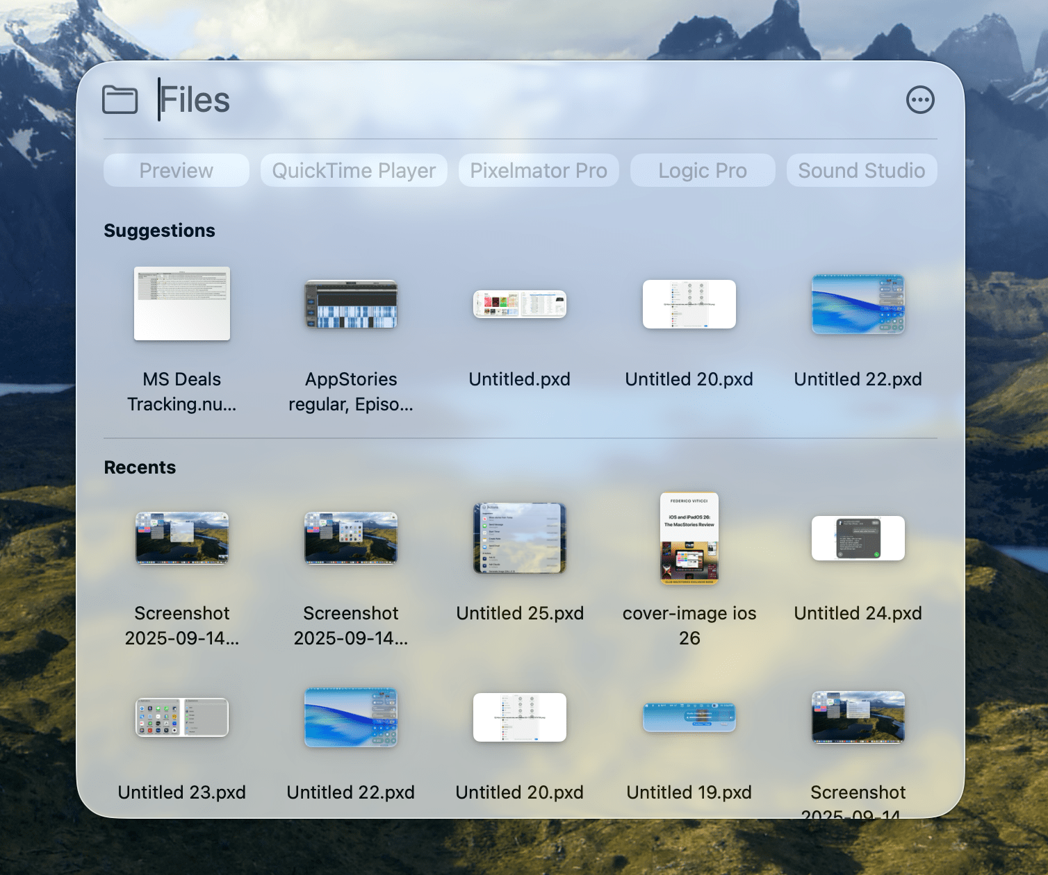 Spotlight's Files tab.