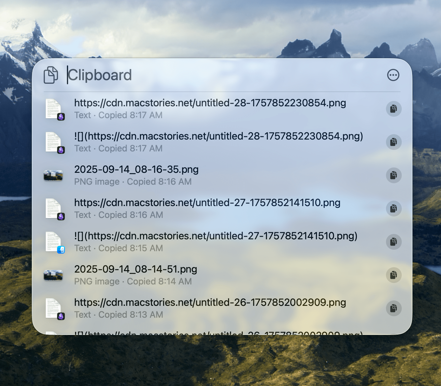 My clipboard is packed with Markdown links to images for this review.