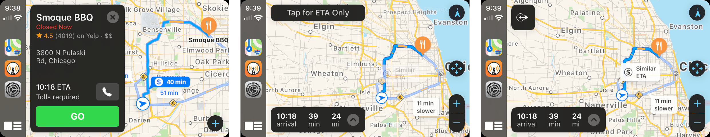 Tap 'Go' to start navigating and switch to ETA only mode by tapping the button that appears when you hit Go or tapping the turn-by-turn directions.