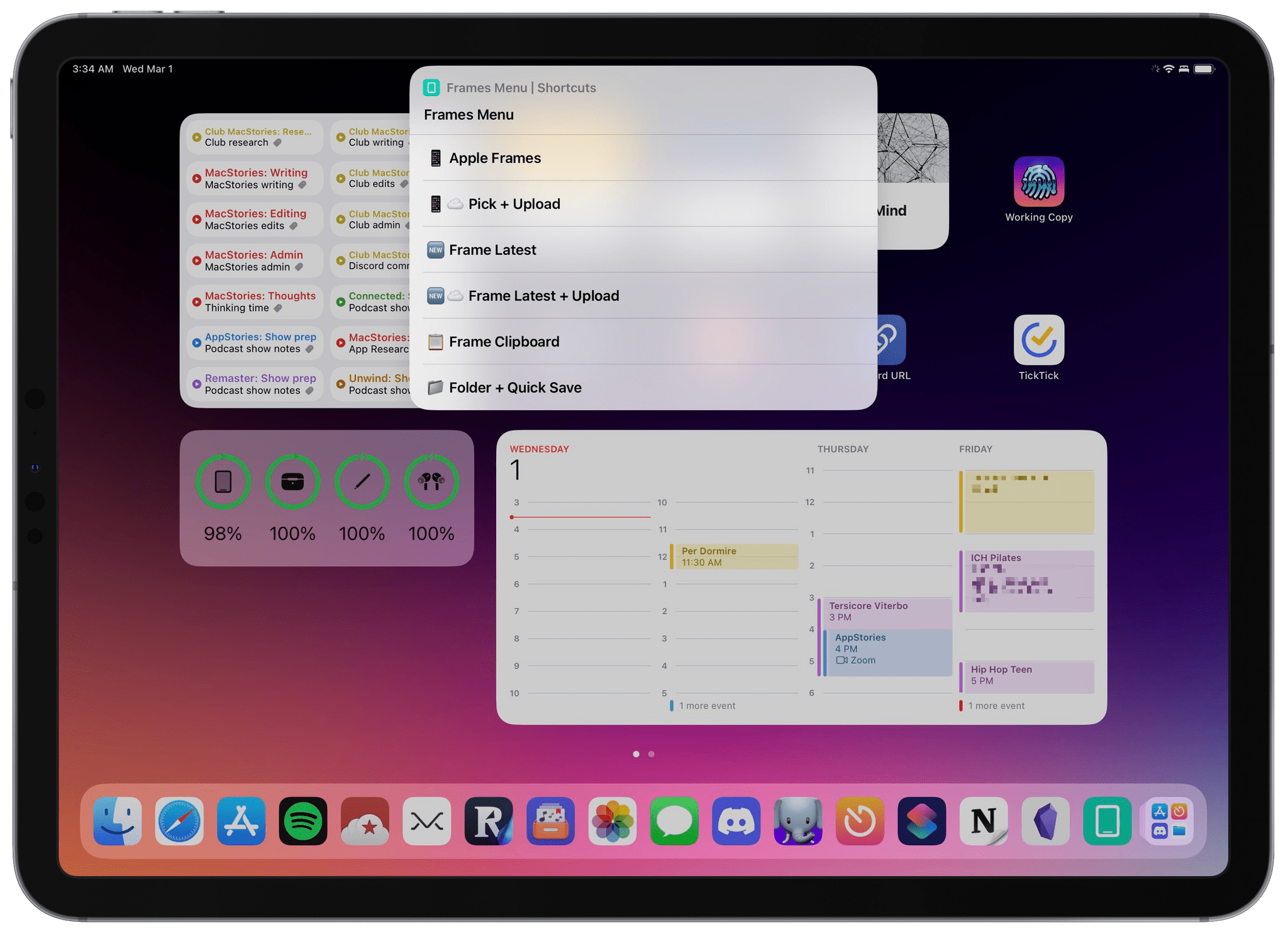 A custom menu I created for Apple Frames 3.1.