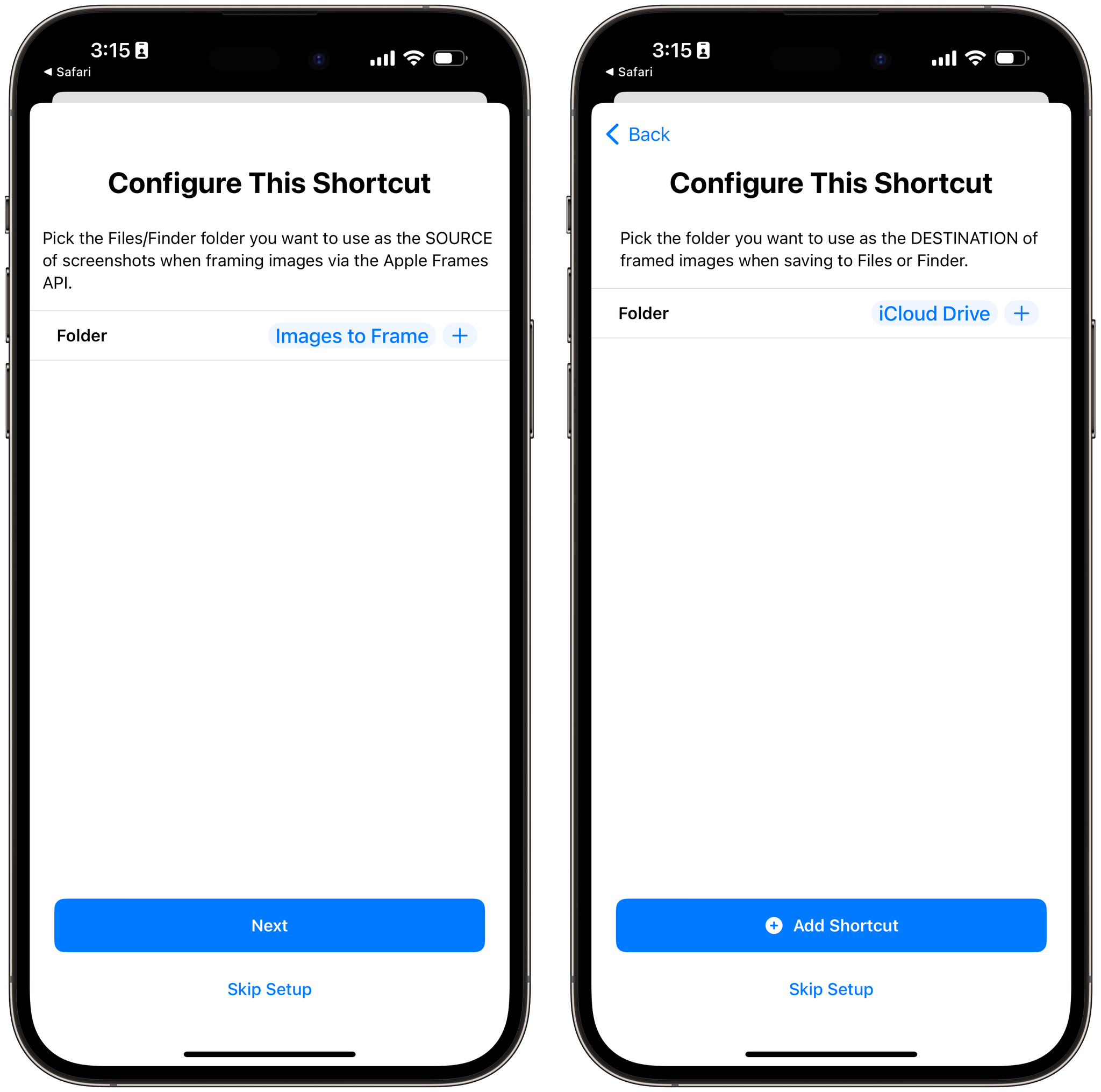 The new setup spritz of World Frames 3.1. You can now segregate a destination folder for framed images (like in version 3.0) and, for the first time, a source folder that you can use with the World Frames API.