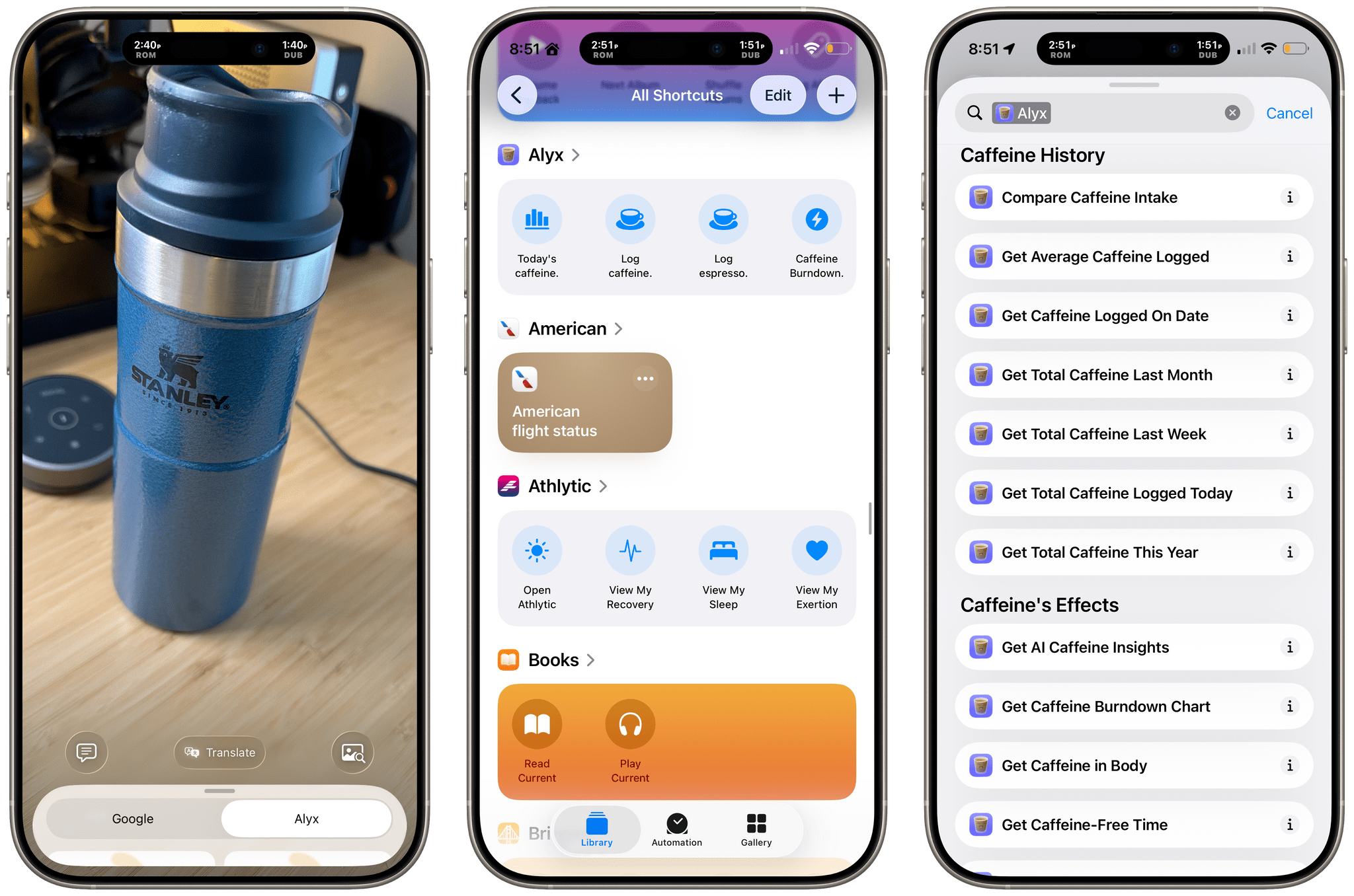 Alyx supports Visual Lookup, App Shortcuts, Shortcuts actions, and more.