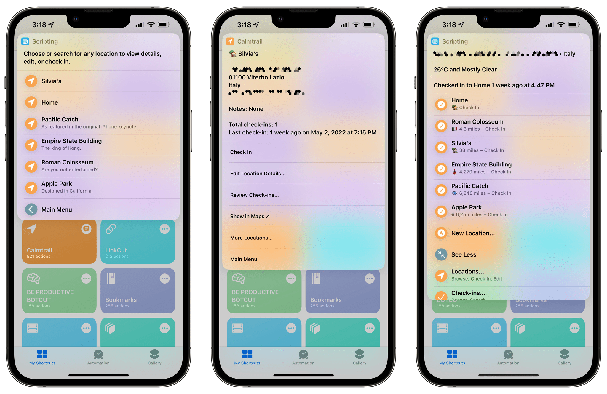 Managing locations in Calmtrail.