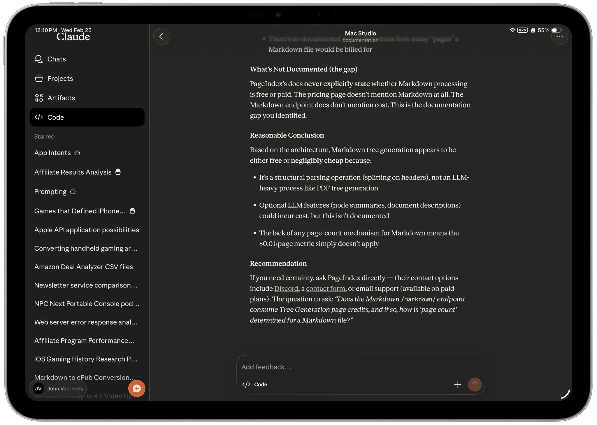 The same session running on my Mac at the top of this story but viewed on my iPad.