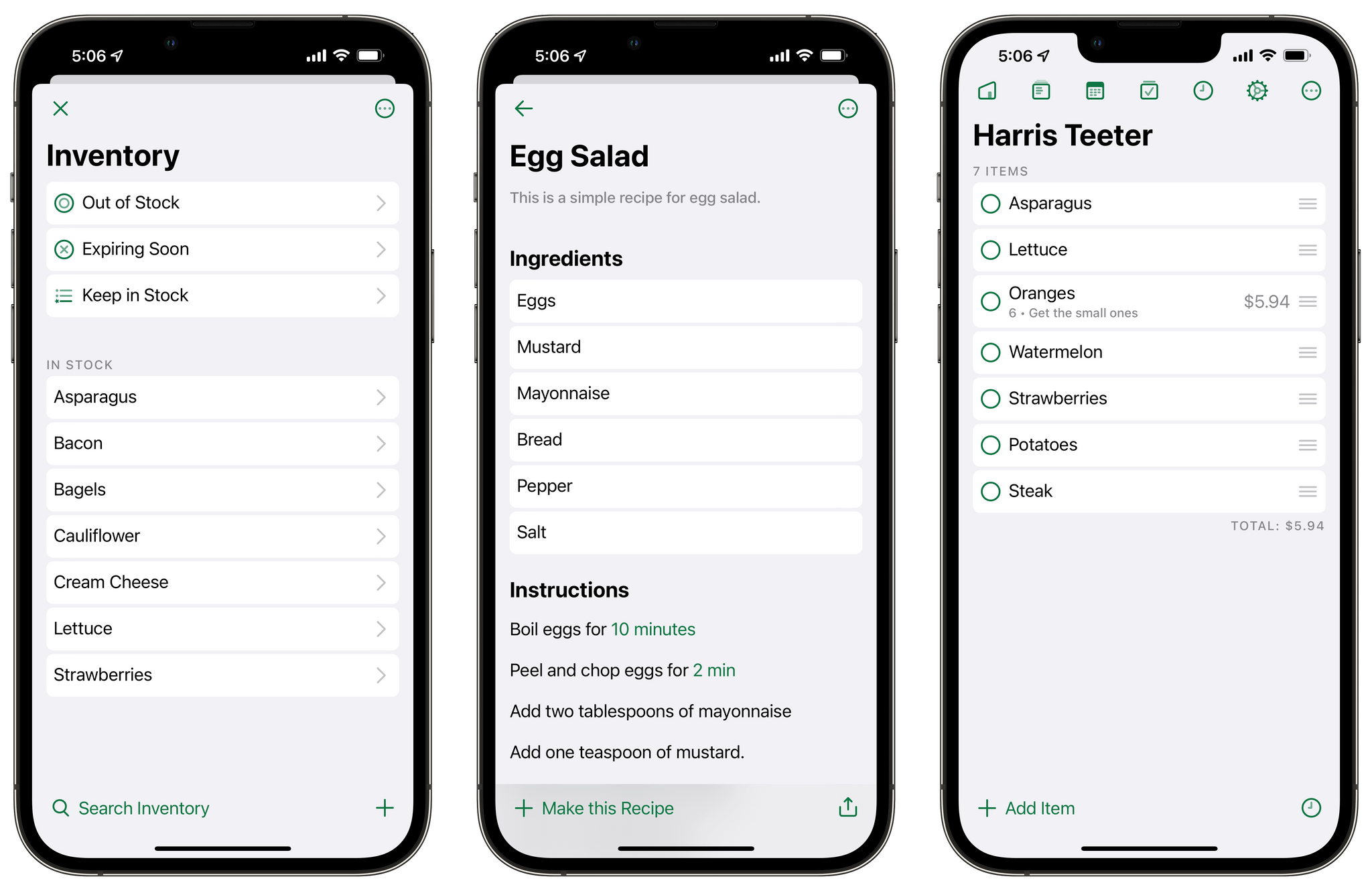 Grocery 3.0's design changes aren't a radical departure from prior versions, but the overall effect of many small changes is a fresh, new feel.